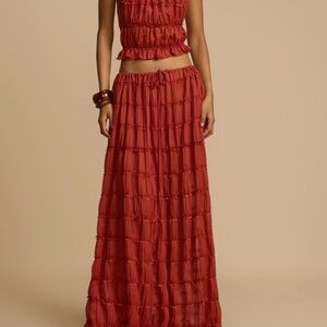 Elegant Red Maxi Skirt